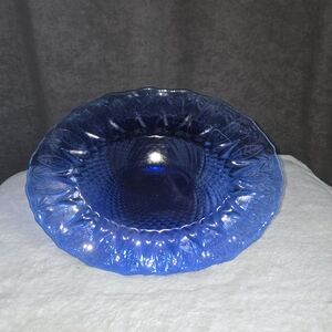 Elegant Blue Glass Decorative Bowl